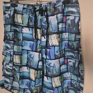 Tropical Print Men's Swim Trunks